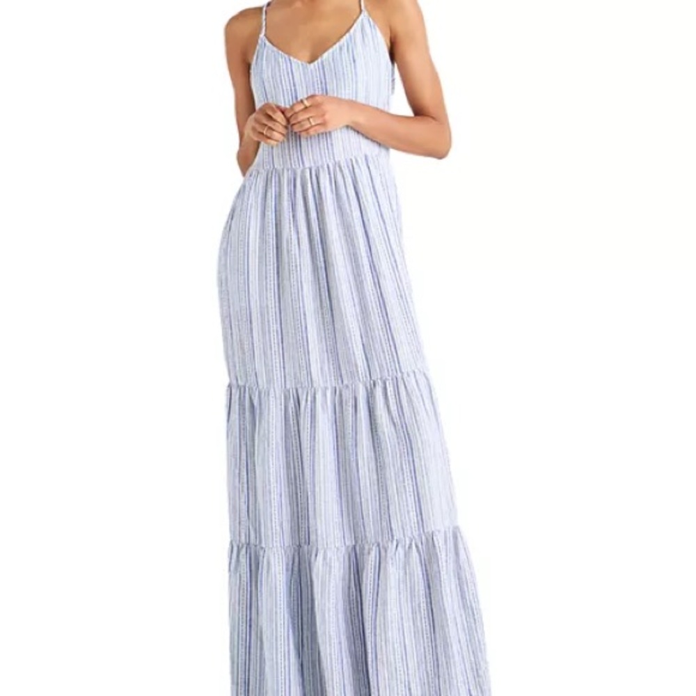 Splendid Blue and White Striped Maxi Dress